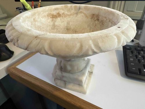Carved Marble Pedestal Bowl (Urn or Planter)