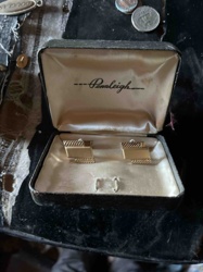Penaleigh Gold-Tone Ribbed and Polished Cufflinks in Original Presentation Box