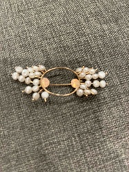 Gold-Toned Bar Brooch with Freshwater Pearl Clusters