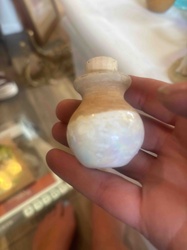 Iridescent and Earth-Toned Miniature Bottle with Cork Stopper