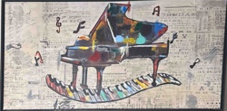 Abstract Grand Piano Painting with Detached Keyboard