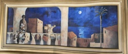 Moonlit Mediterranean Scene Painting