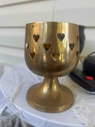 Brass Heart Cutout Votive or Tealight Candle Holder