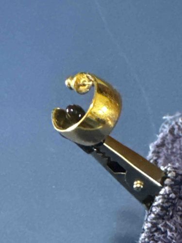 Single Gold Earring Dangle with Dark Bead