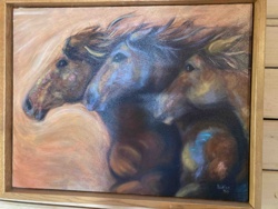 Painting of Three Horses in Motion