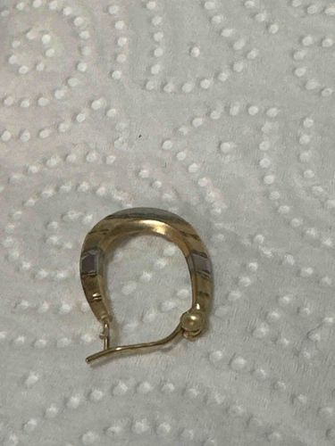 Two-Tone Patterned Hoop Earring