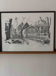 Limited Edition Framed Black and White Winter Cityscape Print