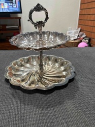 Two-Tiered Silver-Plated Dessert/Serving Stand