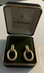 14 Karat Gold Textured Dangle Earrings