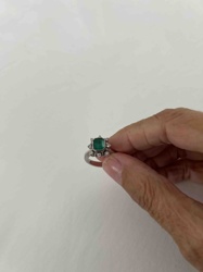 Emerald and Diamond Halo Ring