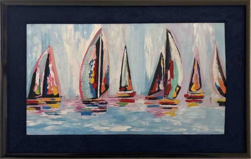 Abstract Impressionist Sailboat Regatta Painting