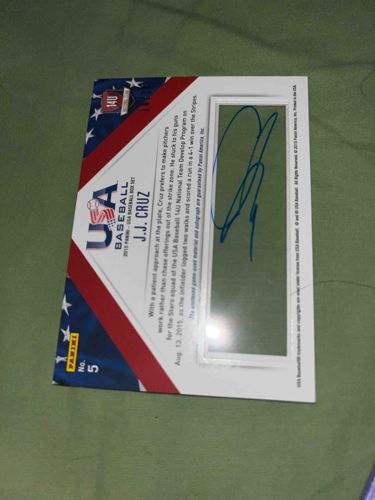J.J. Cruz 2015 Panini USA Baseball Autograph Trading Card