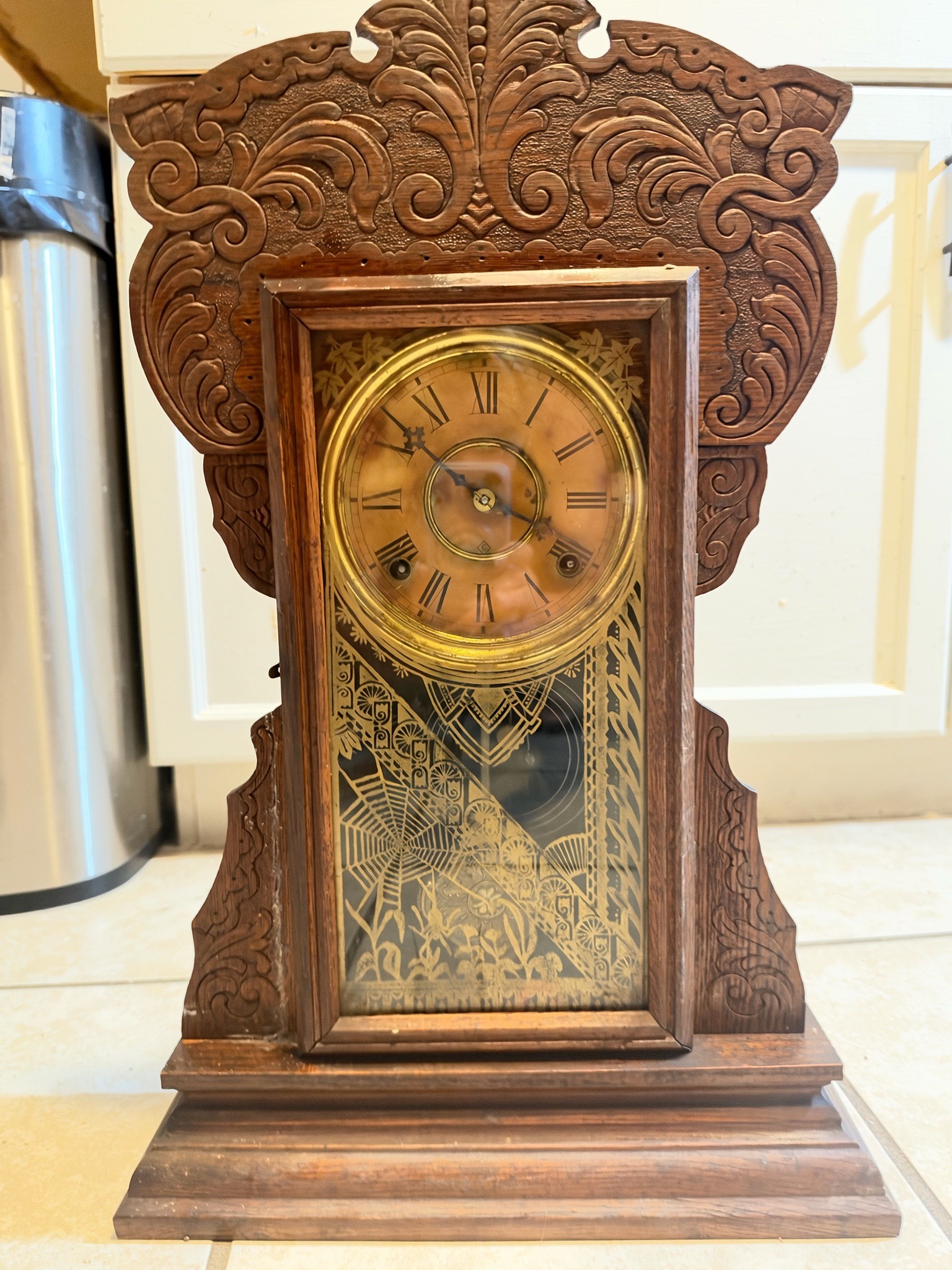 Submitted photo of Carved wood mantel clock
