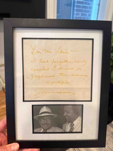 Framed Tennessee Williams Handwritten Apology Note and Photograph