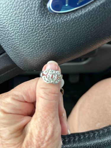 Chanel Style Double 'C' Logo Ring with Pave Stones