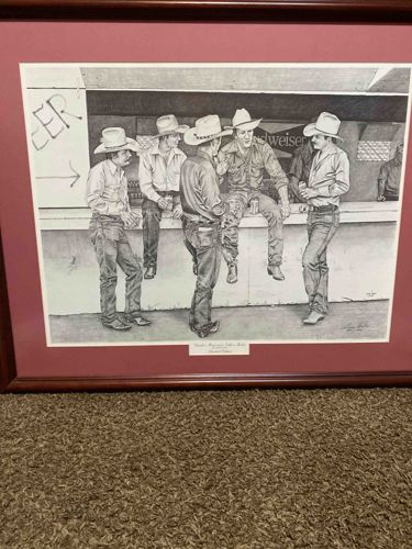 Framed Print: 'Friends, Neighbors, Fellow Riders' by Leon R. Hicks