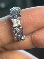 Purple Enamel and Cubic Zirconia Heart Bypass Ring