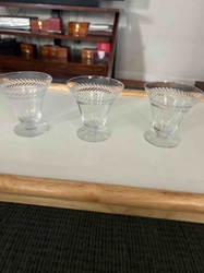 Etched Glass Dessert Dishes (Set of 3)