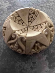 Decorative Resin Medallion or Trivet with Maltese Cross and Leaf Motif