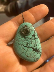 Turquoise Stone Pendant with Wire-Wrapped Bail