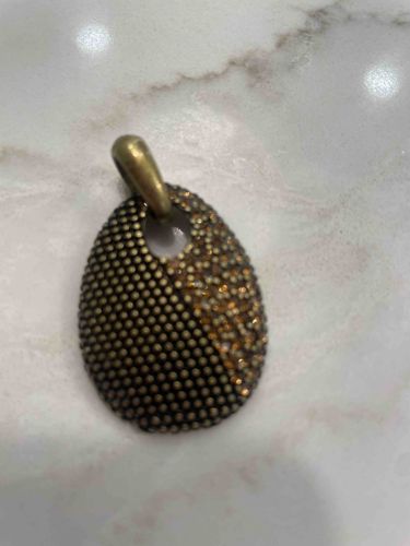 Two-Tone Beaded Oval Pendant