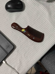 Wooden Lemon-Decorated Fine-Tooth Comb