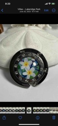 Plumeria Design Folding Handbag Hook with Rhinestones