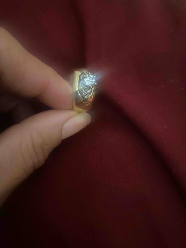 Gold-Toned Ring with Central and Accent Gemstones