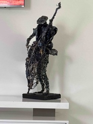 Abstract Wire Musician Sculpture (Upright Bass Player)