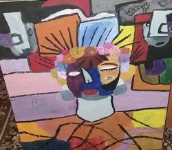 Abstract Cubist-Inspired Portrait Painting