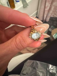 Vintage Gold Oval Aquamarine and Pearl Cluster Ring