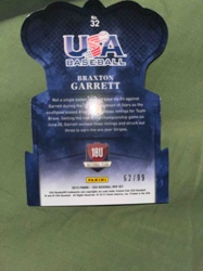 2015 Panini USA Baseball Braxton Garrett 18U National Team Limited Edition Trading Card #32 (62/99)