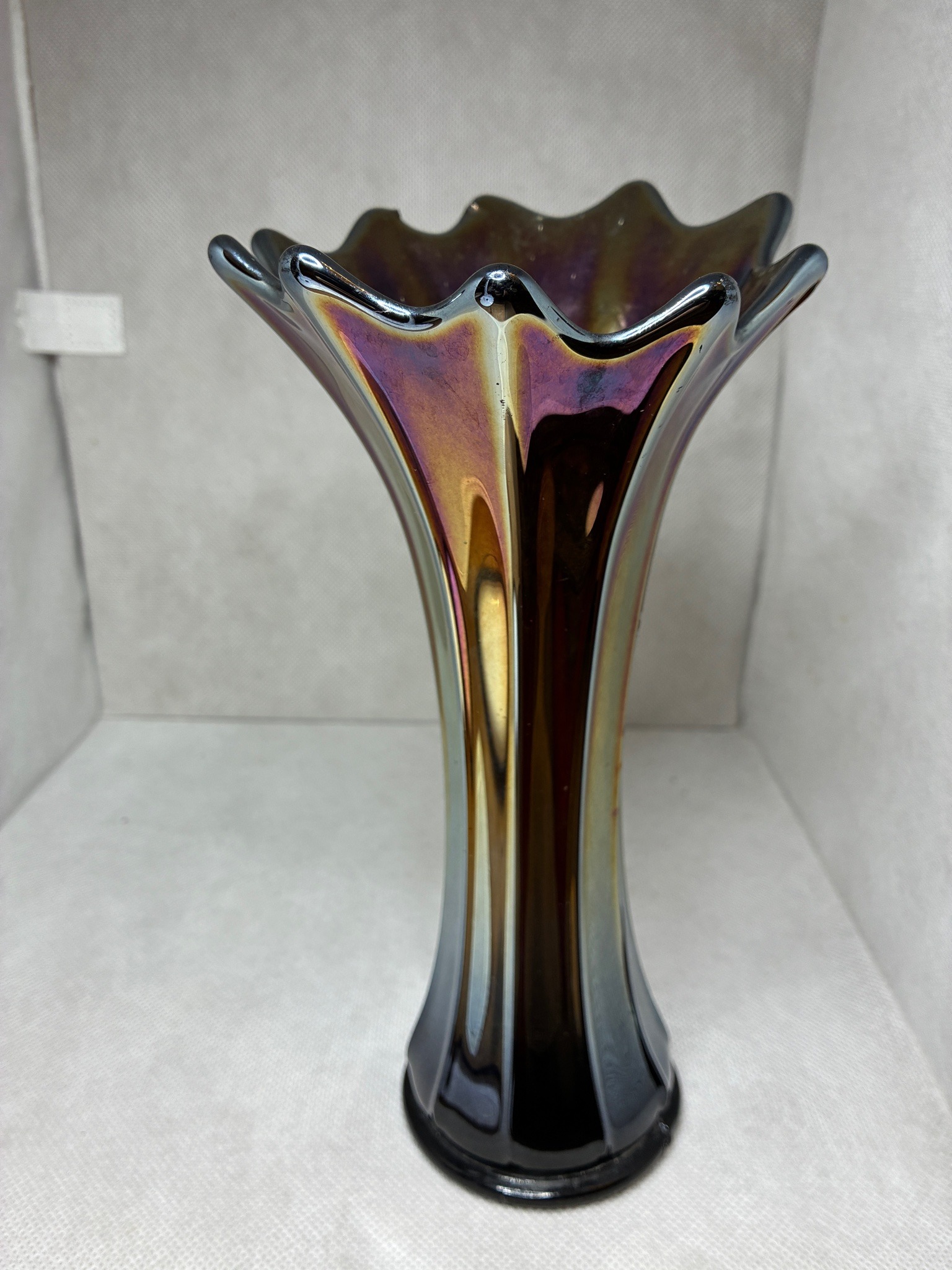 Submitted photo of Amethyst carnival glass vase (unauthenticated)