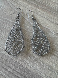 Wire-Wrapped Teardrop Dangle Earrings