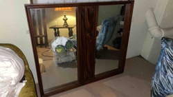 Vintage Wooden Framed Bi-Fold Mirror Set