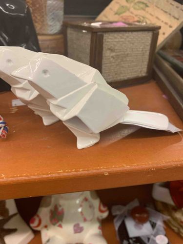 White Geometric Origami-Style Sculpture