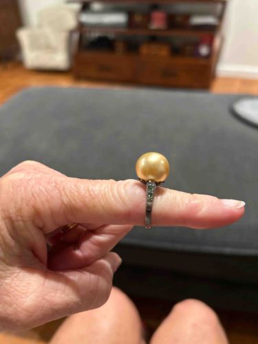 Golden South Sea Pearl and Diamond Ring