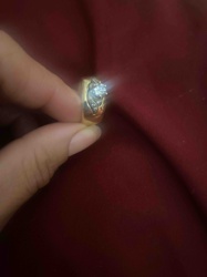 Gold-Toned Ring with Central and Accent Gemstones