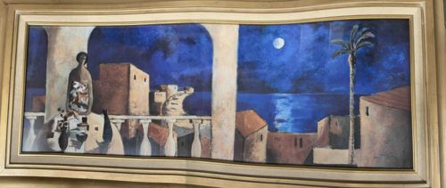 Moonlit Mediterranean Scene Painting