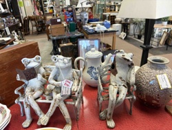 Cast Iron Frog Figurines on Bench