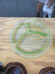 Vintage Uranium Glass Divided Plate (Depression Era)