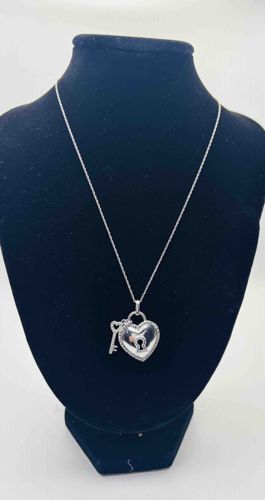 Sterling Silver Heart Lock and Key Necklace
