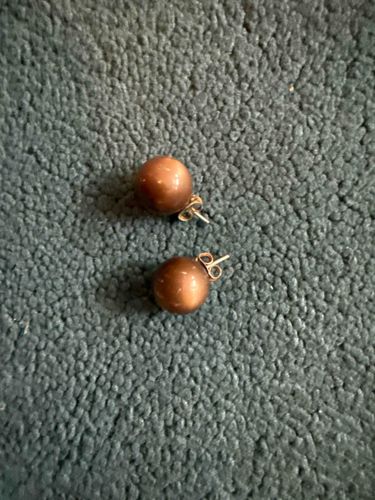 Pair of Round Brown Pearl Stud Earrings