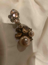 Single Dangle Earring with Faux Pearls and Gemstones