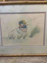 Framed Print: 'Fisherman' or similar Native American/Indigenous themed artwork