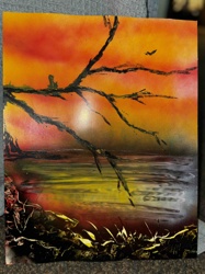 Spray Paint Sunset Landscape