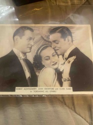 Adath Tobacco Card featuring Robert Montgomery, Joan Crawford, and Clark Gable in 'Forsaking All Others'