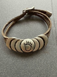 Bear Paw Charm Leather Cord Bracelet