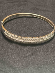 14k White Gold Diamond Pave Bangle Bracelet