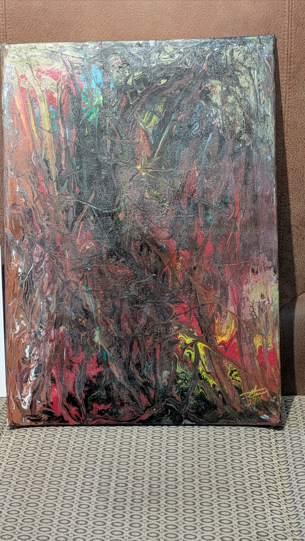 Submitted photo of Abstract painting signed 'Damian 07/26'